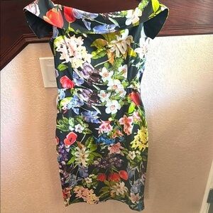 RINASCIMENTO Floral Off-Shoulder MIDI Dress Made in Italy Excellent Condition